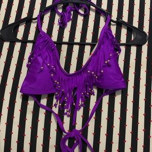 raisins women's beaded bikini top